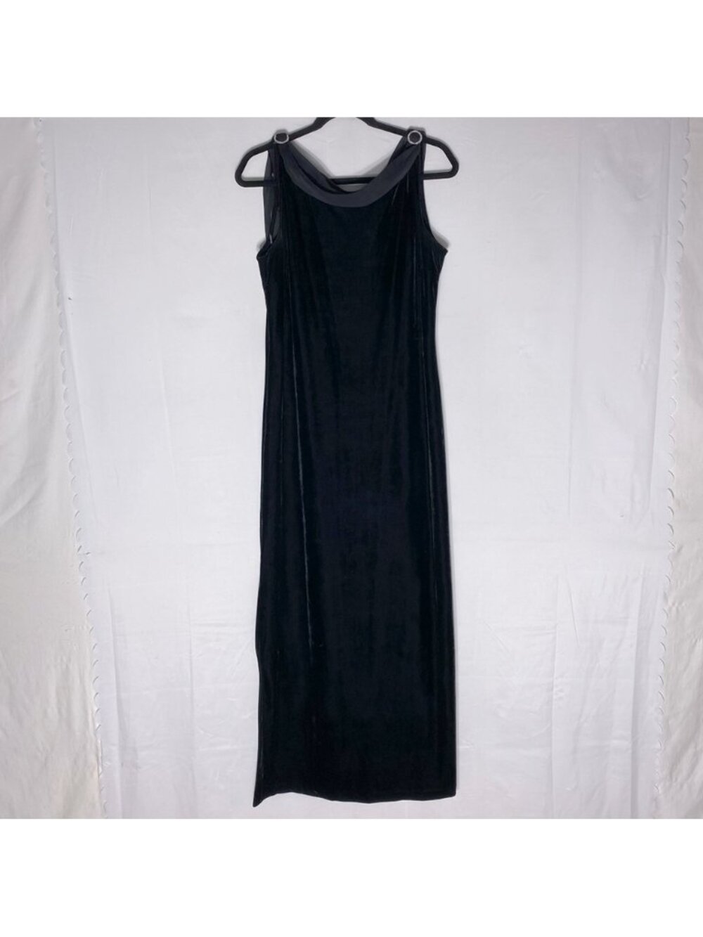 Vintage Tradition Black Velvet Velour Sleeveless Dress 10